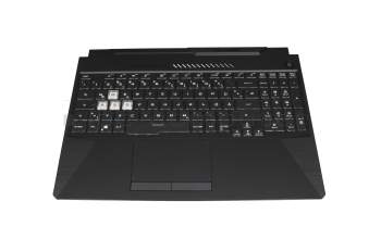 Clavier incl. topcase DE (allemand) noir/transparent/noir avec rétro-éclairage original pour Asus TUF Gaming F15 FX506HM
