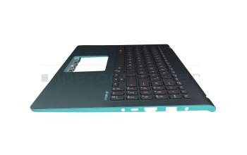 Clavier incl. topcase DE (allemand) noir/turquoise avec rétro-éclairage original pour Asus VivoBook S15 S530FN