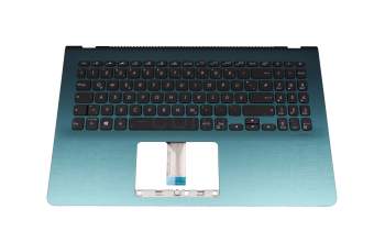 Clavier incl. topcase DE (allemand) noir/turquoise avec rétro-éclairage original pour Asus VivoBook S15 X530FN