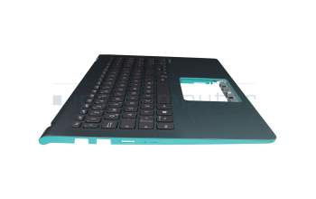 Clavier incl. topcase DE (allemand) noir/turquoise avec rétro-éclairage original pour Asus VivoBook S15 X530FN