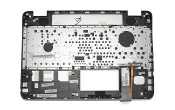 Clavier incl. topcase FR (français) argent/argent avec rétro-éclairage original pour Asus N551JX