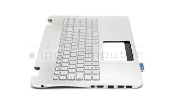 Clavier incl. topcase FR (français) argent/argent avec rétro-éclairage original pour Asus N551JX