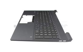 Clavier incl. topcase FR (français) argent/noir avec rétro-éclairage original pour HP 14s-fq0000