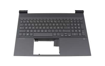 Clavier incl. topcase FR (français) argent/noir avec rétro-éclairage original pour HP Victus 16-e0000