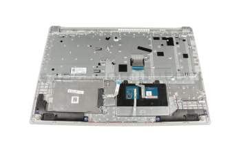 Clavier incl. topcase FR (français) gris/argent avec rétro-éclairage original pour Lenovo IdeaPad 320-15AST (80XV)