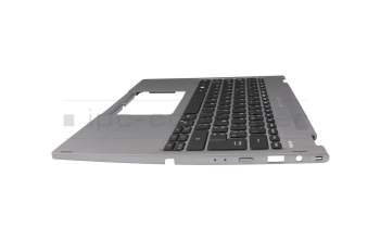 Clavier incl. topcase FR (français) gris/gris avec rétro-éclairage original pour Acer Spin 5 (SP513-55N)