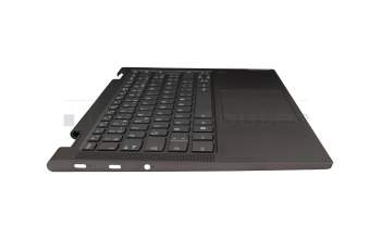 Clavier incl. topcase FR (français) gris/gris avec rétro-éclairage original pour Lenovo Yoga C740-14IML (81TC)
