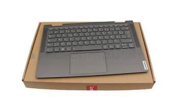 Clavier incl. topcase FR (français) gris/gris avec rétro-éclairage original pour Lenovo Yoga C740-14IML (81TC)