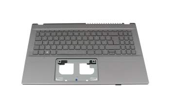 Clavier incl. topcase FR (français) gris/gris avec rétro-éclairage original pour Toshiba Satellite S50W-C