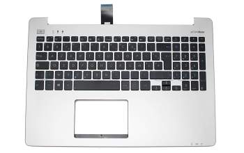 Clavier incl. topcase FR (français) noir/argent original pour Asus VivoBook S551LB