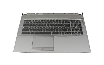 Clavier incl. topcase FR (français) noir/gris avec rétro-éclairage original pour MSI Modern 14 B4M/B4MW (MS-14DK)