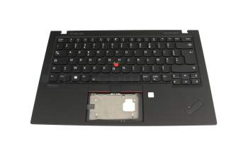Clavier incl. topcase FR (français) noir/noir avec rétro-éclairage et mouse stick original pour Lenovo ThinkPad X1 Carbon 8th Gen (20UA/20U9)