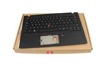 Clavier incl. topcase FR (français) noir/noir avec rétro-éclairage et mouse stick original pour Lenovo ThinkPad X1 Carbon 8th Gen (20UA/20U9)