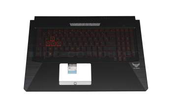 Clavier incl. topcase FR (français) noir/rouge/noir avec rétro-éclairage original pour Asus TUF Gaming FX765GM