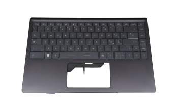 Clavier incl. topcase IT (italien) gris/noir avec rétro-éclairage original pour MSI Modern 14 B11M/B11MW (MS-14D2)