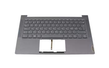 Clavier incl. topcase ND (nordique) gris/gris avec rétro-éclairage original pour Lenovo Yoga Slim 7-14ARE05 (82A2)