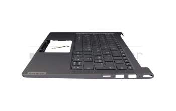 Clavier incl. topcase ND (nordique) gris/gris avec rétro-éclairage original pour Lenovo Yoga Slim 7-14ARE05 (82A2)