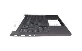 Clavier incl. topcase ND (nordique) gris/gris avec rétro-éclairage original pour Lenovo Yoga Slim 7-14ARE05 (82A2)
