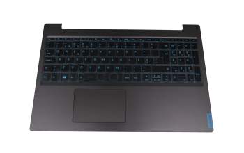 Clavier incl. topcase PO (portugais) noir/bleu/noir avec rétro-éclairage original pour Lenovo IdeaPad L340-15IRH (81LK)