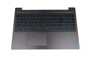 Clavier incl. topcase PO (portugais) noir/bleu/noir avec rétro-éclairage original pour Lenovo IdeaPad L340-15IRH (81LK)