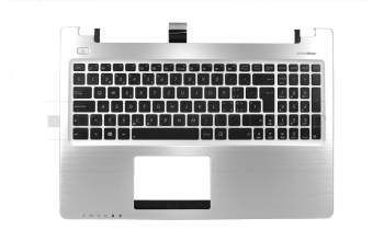 Clavier incl. topcase SF (suisse-francais) noir/argent original pour Asus K56CB