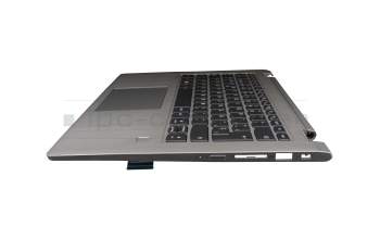 Clavier incl. topcase SP (espagnol) gris/argent avec rétro-éclairage original pour Lenovo Flex 6-14IKB (81EM)