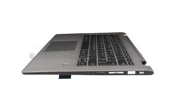 Clavier incl. topcase SP (espagnol) gris/argent avec rétro-éclairage original pour Lenovo Yoga 530-14IKB (81EK)