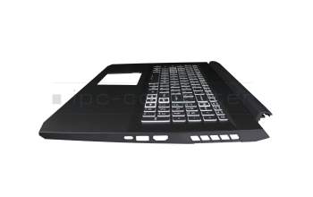 Clavier incl. topcase UA (ukrainien) moir/blanc/noir avec rétro-éclairage original pour Acer Nitro 5 (AN517-54)