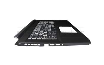 Clavier incl. topcase UA (ukrainien) moir/blanc/noir avec rétro-éclairage original pour Acer Nitro 5 AN517-41