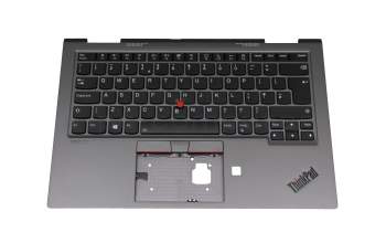 Clavier incl. topcase UK (anglais) noir/gris avec rétro-éclairage et mouse stick original pour Lenovo ThinkPad X1 Yoga 5th Gen (20UB/20UC)