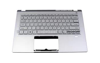 Clavier incl. topcase US (anglais) argent/argent avec rétro-éclairage original pour Acer Swift 3 (SF314-43)
