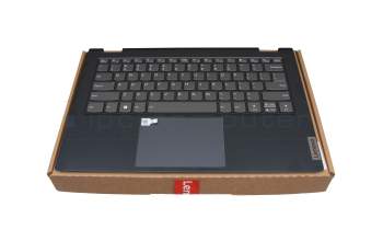 Clavier incl. topcase US (anglais) gris/bleu avec rétro-éclairage original pour Lenovo ThinkBook 14s Yoga ITL (20WE)