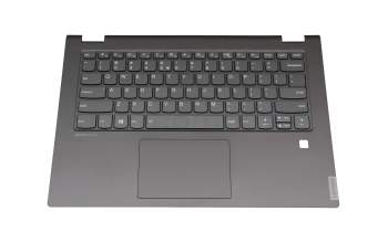 Clavier incl. topcase US (anglais) gris/gris avec rétro-éclairage US International original pour Lenovo IdeaPad C340-14API (81N6)
