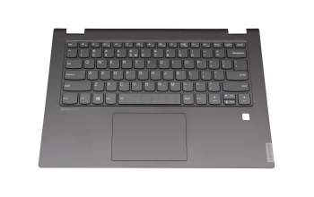 Clavier incl. topcase US (anglais) gris/gris avec rétro-éclairage US International original pour Lenovo IdeaPad C340-14IML (81TK)