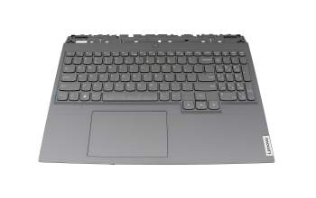 Clavier incl. topcase US (anglais) gris/gris avec rétro-éclairage original pour Lenovo Legion Pro 5-16ARH7H (82RG)