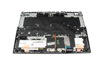 Clavier incl. topcase US (anglais) gris/gris avec rétro-éclairage original pour Lenovo Legion Pro 5-16ARH7H (82RG)
