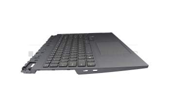Clavier incl. topcase US (anglais) gris/gris avec rétro-éclairage original pour Lenovo Legion Pro 5-16ARH7H (82RG)