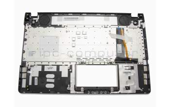 Clavier incl. topcase US (anglais) noir/argent avec rétro-éclairage original pour Asus N56VB