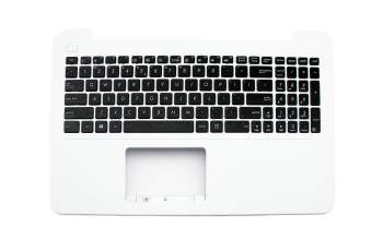 Clavier incl. topcase US (anglais) noir/blanc original pour Asus F555LJ
