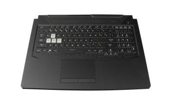 Clavier incl. topcase US (anglais) noir/transparent/gris avec rétro-éclairage original pour Asus TUF Gaming A17 FA706QM