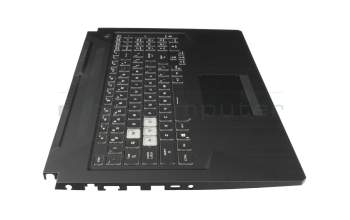 Clavier incl. topcase US (anglais) noir/transparent/gris avec rétro-éclairage original pour Asus TUF Gaming A17 FA706QM