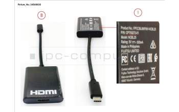 Fujitsu CABLE, HDMI ADAPTER (USB TYPE-C TO HDMI) pour Fujitsu Stylistic V727