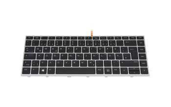 L00735-041 original HP clavier DE (allemand) noir/argent avec rétro-éclairage