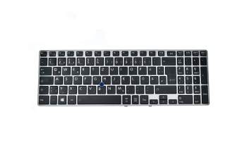 P000594830 original Toshiba clavier DE (allemand) noir/gris avec rétro-éclairage et mouse stick