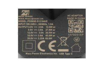 PD065E-D1C0AVE original Medion chargeur USB-C 65 watts EU wallplug