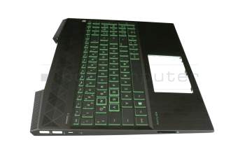 PK1328B2B10 original Compal clavier incl. topcase DE (allemand) noir/vert/noir avec rétro-éclairage