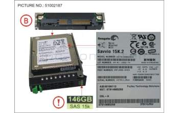 Fujitsu HD SAS 6G 146GB 15K HOT PL 2.5\' EP 300 pour Fujitsu Primergy RX300 S8