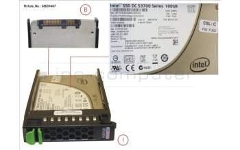 Fujitsu SSD SATA 6G 100GB MAIN 2.5\' H-P EP pour Fujitsu Primergy RX2520 M1