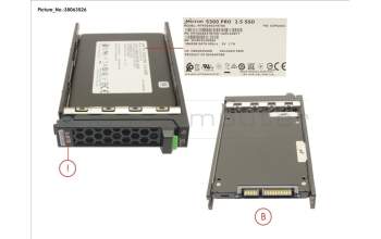 Fujitsu SSD SATA 6G RI 3.84TB IN SFF SLIM pour Fujitsu Primergy TX1330 M4