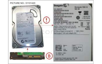 Fujitsu HDD 500GB SATA S3 7.2K 3.5\' pour Fujitsu Esprimo P556
